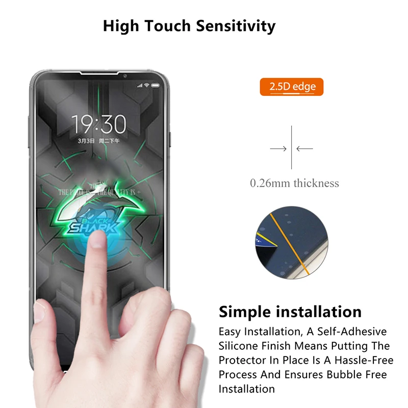 Закаленное стекло для Xiaomi Black Shark 3 защита экрана 9H 2.5D Защитное телефона BlackShark Pro |