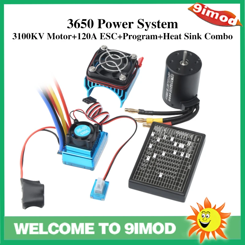 

New Arrival 3650 3100KV Brushless Motor &120A ESC + Heat Sink Programming Card Combo Power System for 1:10 RC Car Boat Part