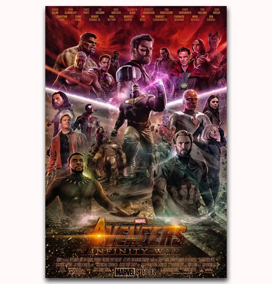 MQ3538 хит, Мстители, Бесконечная война, Мстители 3, фильм MARVEL, художественный плакат, Шелковый Холст, украшение для дома, Настенная картина, печать - Цвет: Avengers Infinity 13