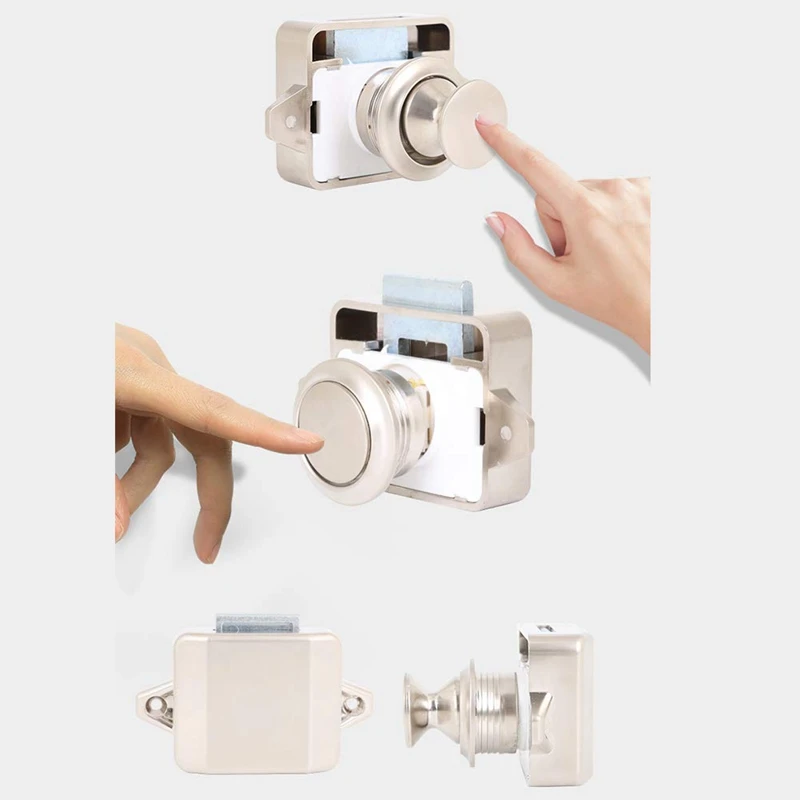 

10Pcs Zinc Alloy Push Button Drawer Catch Lock Keyless Door Cupboard Latch Knob for Cabinet/RV/Boat