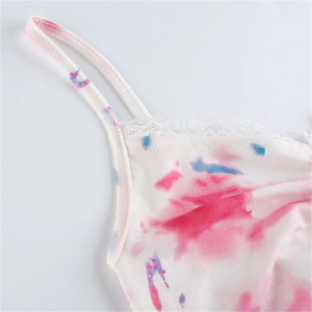 Модный летний кружевной топ на бретельках с принтом женские укороченные топы