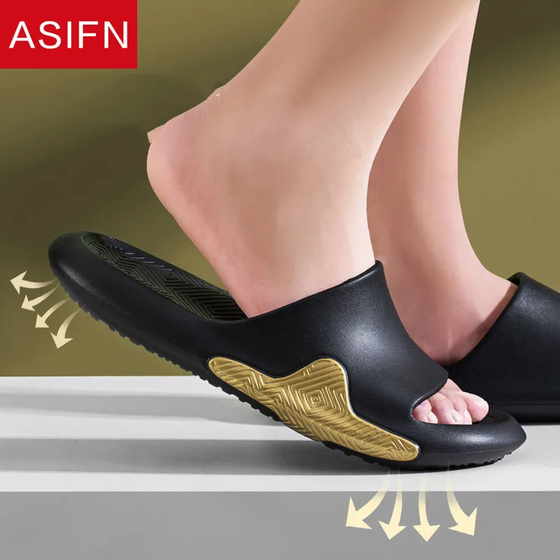 

ASIFN Women's Slippers Home Men Bathroom Couples Non-slip Lightweight Indoor Soft Bottom Summer Female House Flip Flop Platform