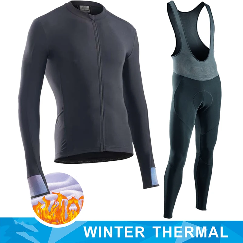 

2022 Team Cycling Jersey Set Men's Winter Thermal Fleece Trousers Bib Set MTB Bicycle Maillot Ropa Ciclismo Hombre Mountain Bike