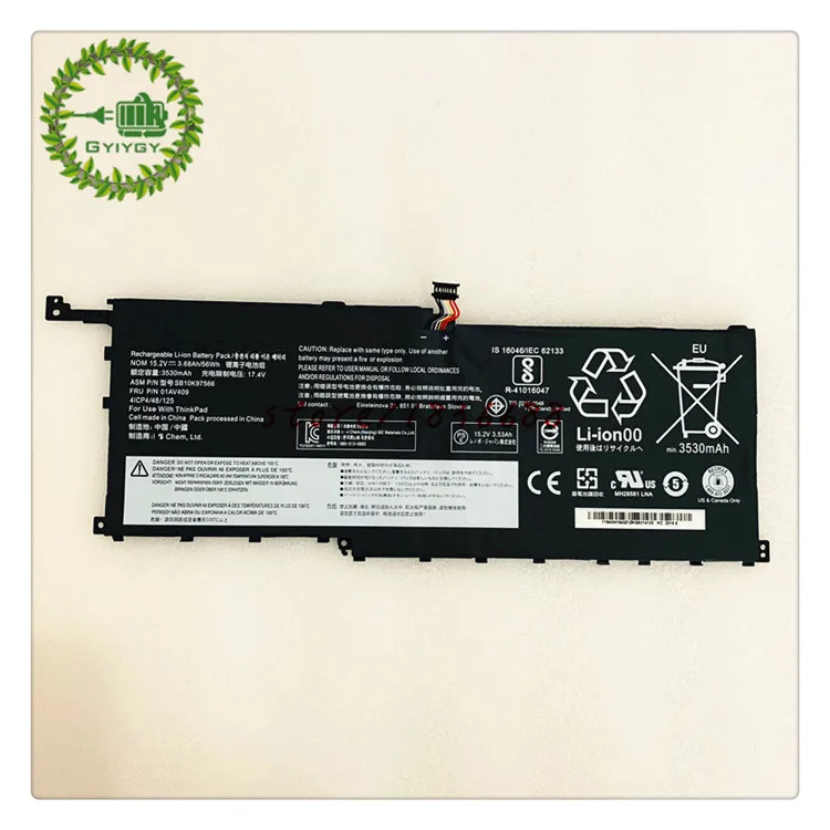 Аккумулятор GYIYGY для ноутбука Lenovo ThinkPad X1 Carbon 4th Gen 2016 серии SB10K97566 01AV409 15 2 в 56Wh 3680