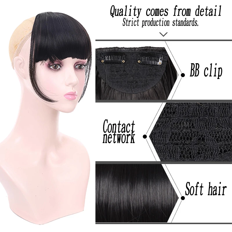 

XUANGUANG Synthetic Air Bangs Synthetic Fake Bangs Hairpin In Hair Extensions Mixed Hairpin In Bangs Hairpin Natural Black Brown