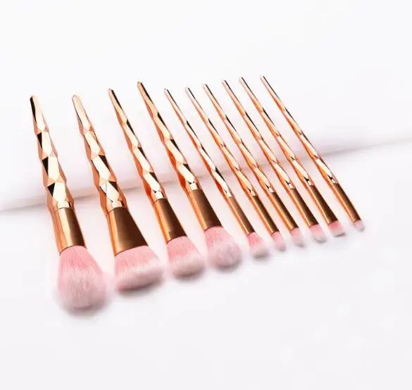 

Rose gold color 10pcs diamond makeup brushes beauty tools