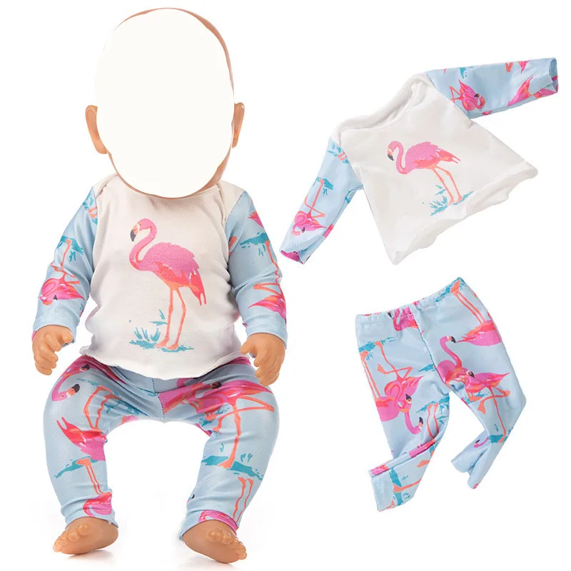 Flamingo 1 set 18 дюймов США Девочка Кукла одежда подходит 43 см кукла 4 цвета комбинезон плюшевая одежда для ползания лучший подарок для детей кукла - Цвет: Flamingo 1 set