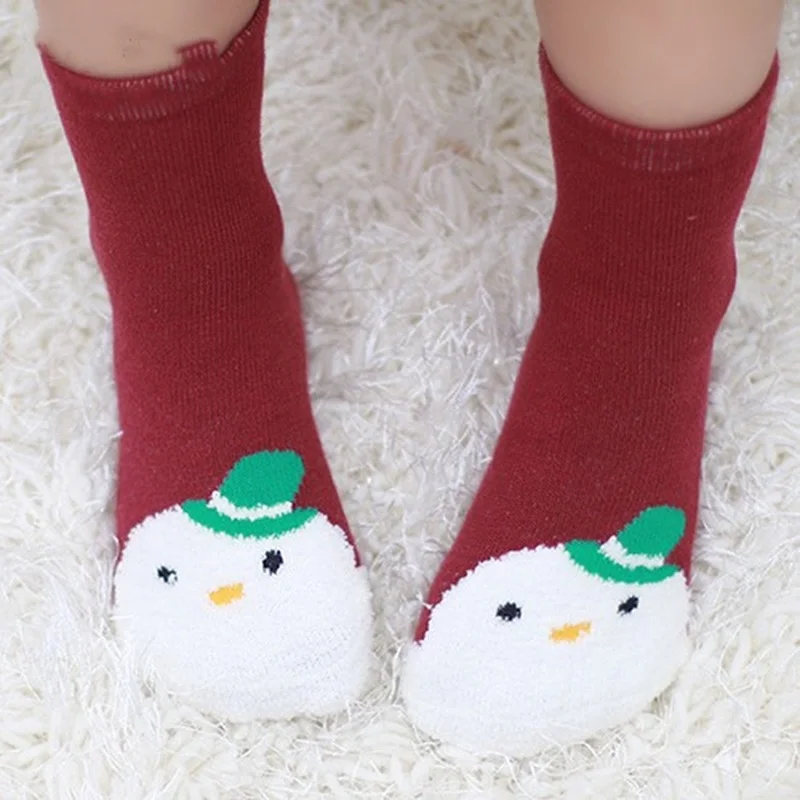 

Christmas Coral Fleece Non-slip Cotton Socks for Boys and Girls