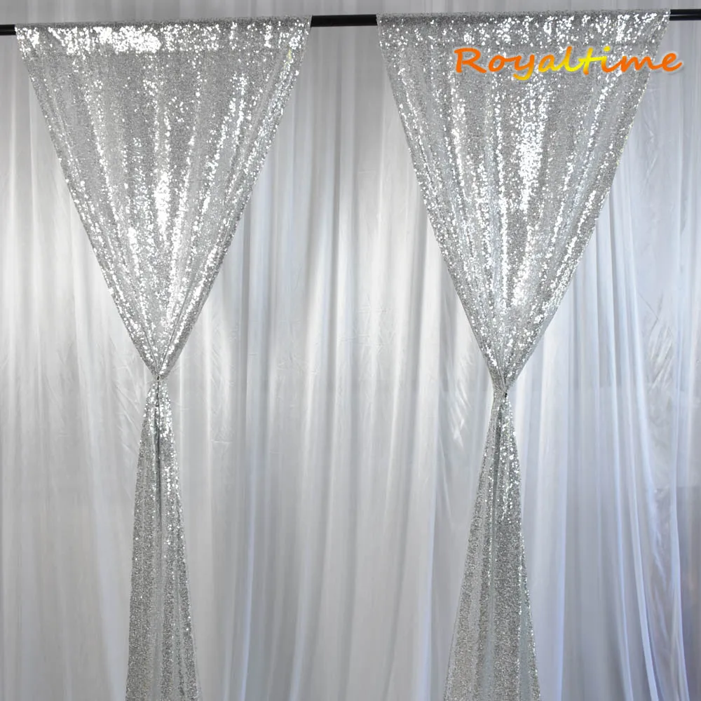 Royaltime 2 шт 2x8ft Серебряный фон с пайетками занавеска Свадебная фотобудка для
