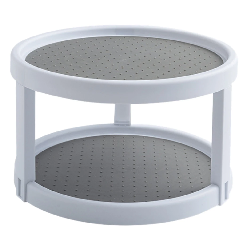 

Lazy Susan Organizer 2-Tier Plastic Spice Rack Organizer Rotating Seasoning Rack