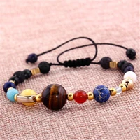 multicolor beads bracelet for men women transfer beads eight planets natural hand woven cosmic galaxy solar system bracelet hot
