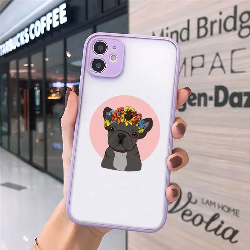 

Cute Pug Dog cartoon French Bulldog Phone Case matte transparent For iphone 7 8 11 12 plus mini x xs xr pro max cover