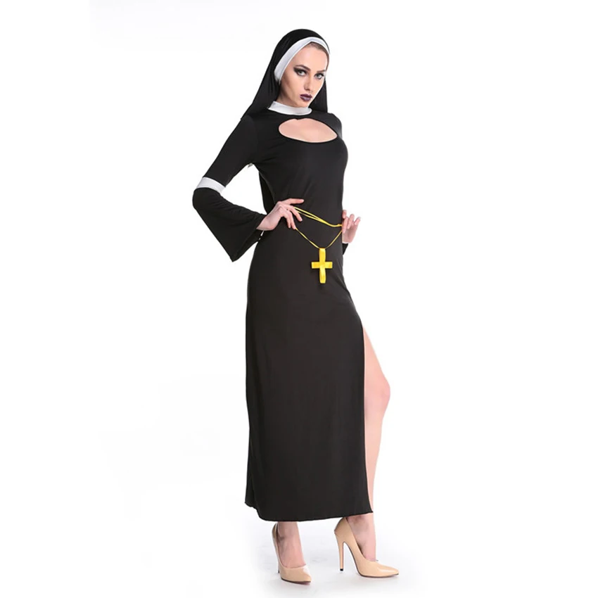 

Nun Costume Robe Virgin Mary Nun Women Dress Witch Halloween Costume For Women Fancy Part Outfit Halloween Dress Headscarf