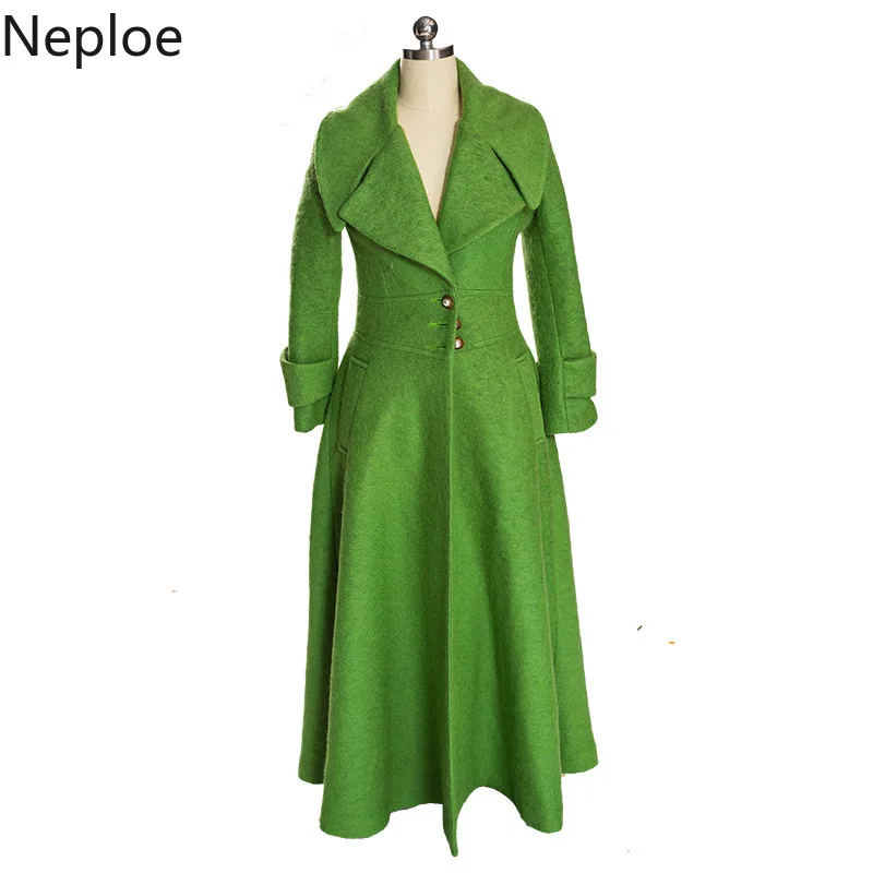Neploe X-Long, тонкое женское пальто с поясом, однотонное, грациозное, Женское пальто, новинка, осень, модное, с карманами, однобортное, верхняя одежда, 69097