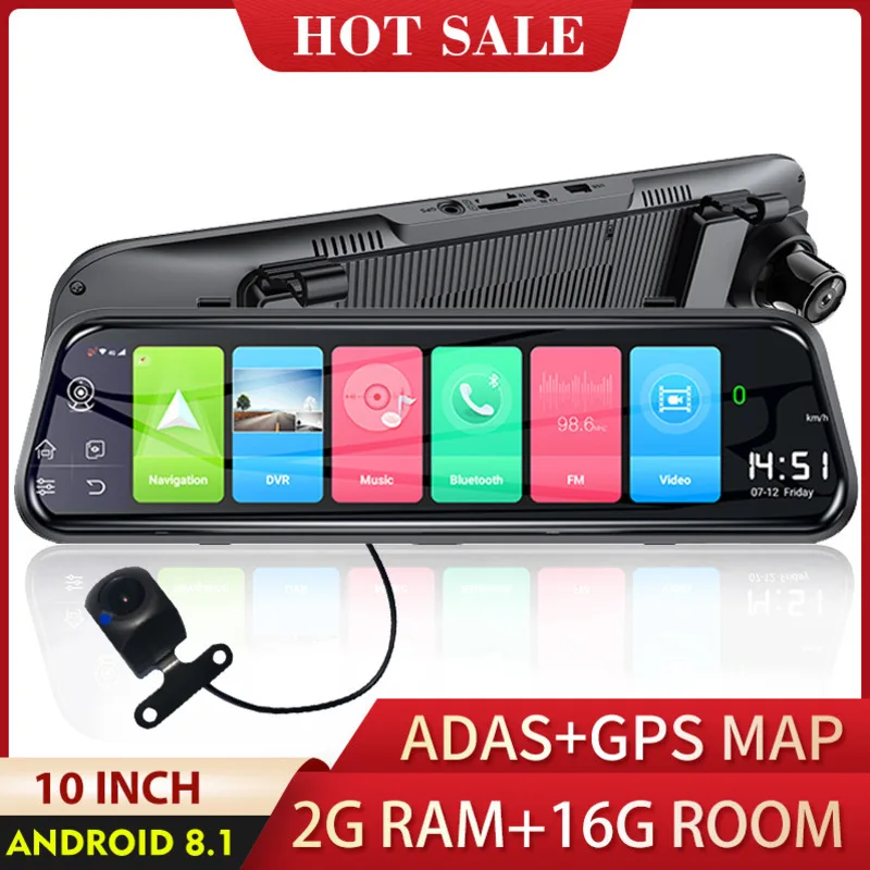 Автомобильный видеорегистратор 10 'ƊG с зеркалом заднего вида 1080P двумя