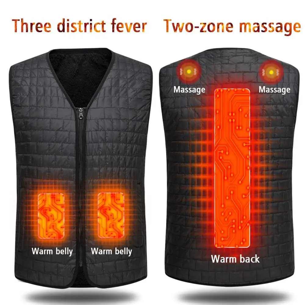 

Winter Unisex Vest USB Electric Heating Clothes Massage Smart Warm Sleeveless Vest built-in heater shoulder massage Fever vest