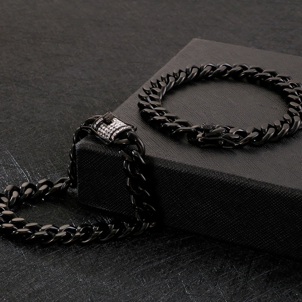 11 мм толстый кубинский Майами браслет-цепочка мужские трендовые Полированные