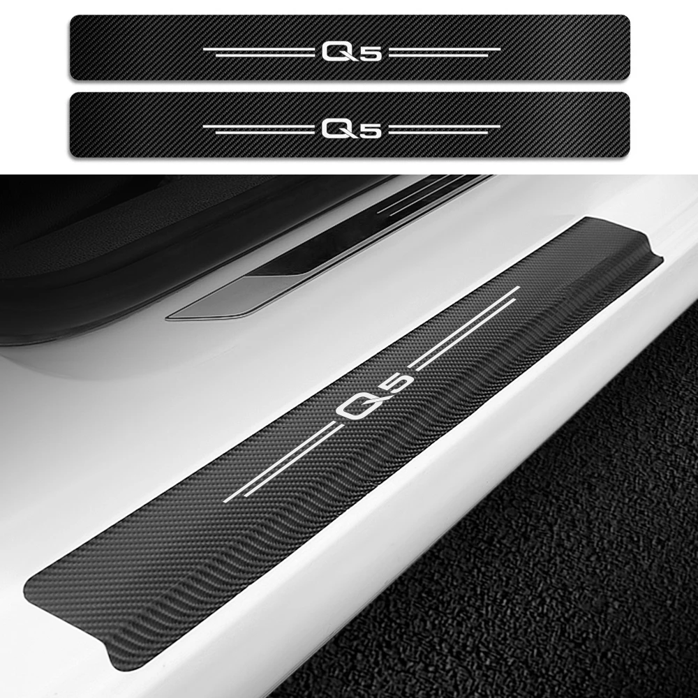 

4PCS/Set Car Door Sill Protective Sticker For Audi Q5 Auto Threshold Protector Anti-Scratch Cover Carbon Fiber Accessories Decal