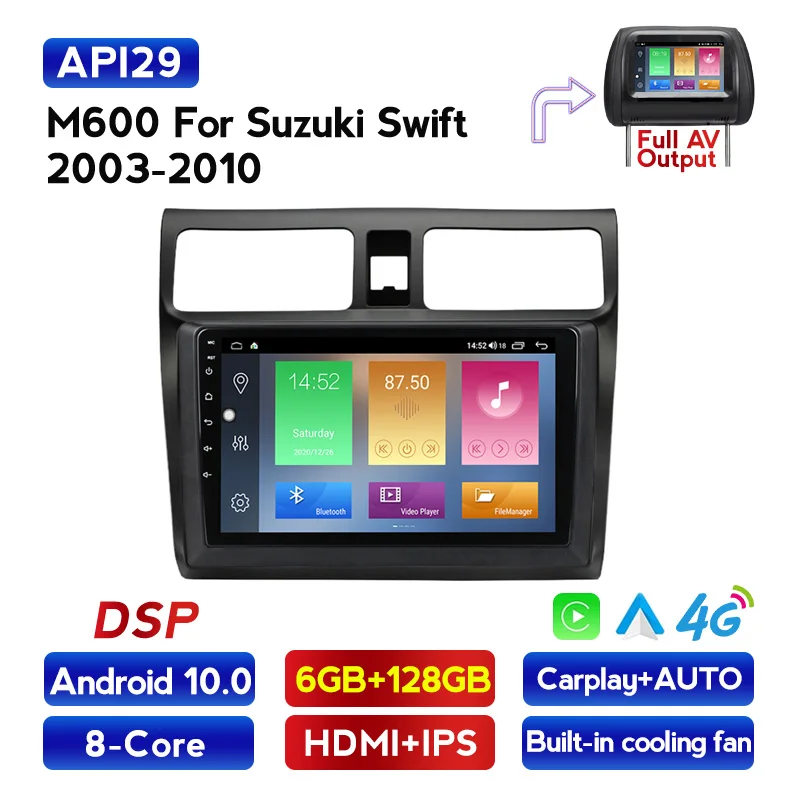 

Автомагнитола для Suzuki Swift 128-2003, 6 ГБ ОЗУ, 2010 Гб ПЗУ, DSP, для автомобиля, радио, мультимедиа, видео, DVD-плеер, 4G, LTE, 5 ГГц, Wi-Fi, BT, IPS-экран