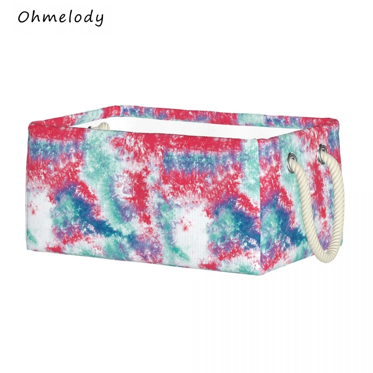 

Tie-dye Floral Pattern Organizer Baskets Storage Bin Shelf Basket Linen Fabric Toy Box Waterproof Coating Nursery Hamper