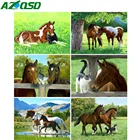 Алмазная вышивка AZQSD, лошади, картины искусственных бриллиантов, животные, полная квадратная мозаика, картина из бисера, подарок