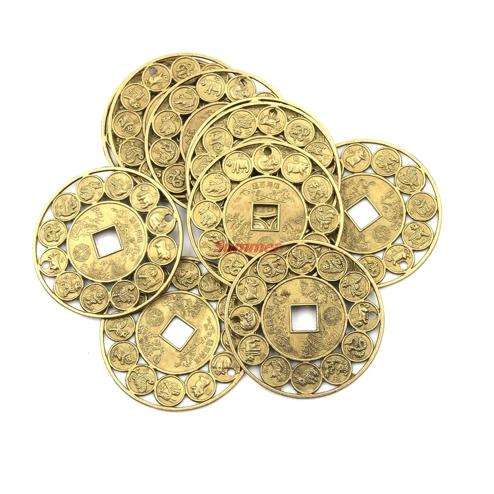 

Hot Zinc Alloy Auspicious Lucky Chinese Zodiac Feng Shui Coin For Good Luck Amulet Prosperous Protection Diameter:4.5cm