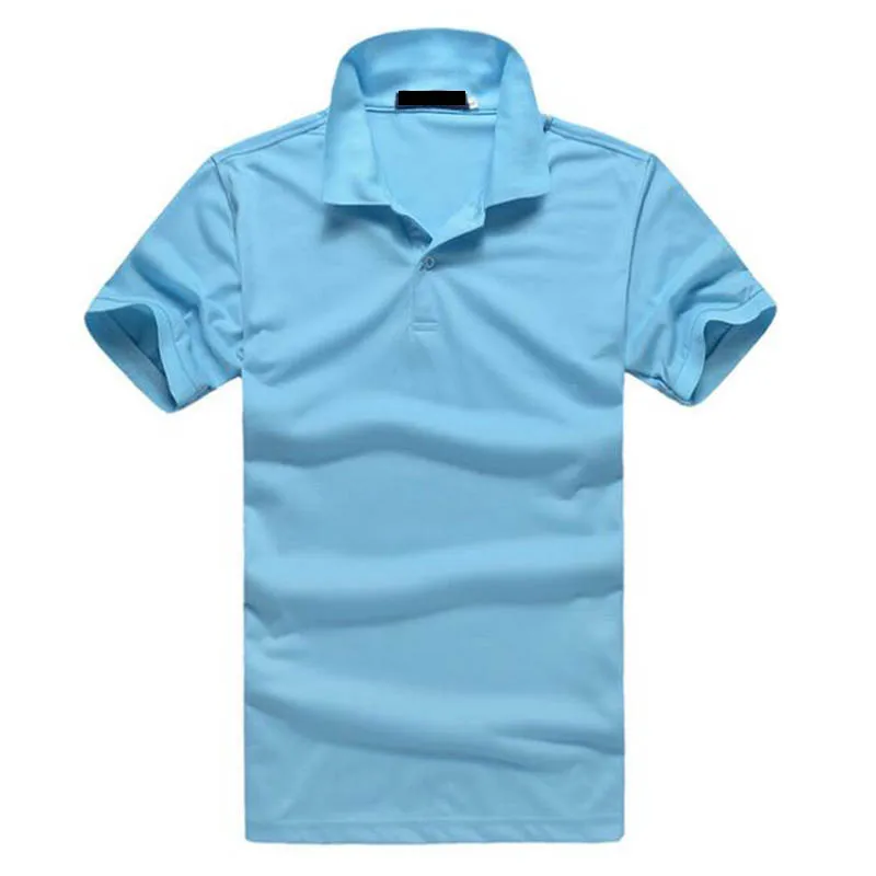 Мужская и женская футболка с коротким рукавом Однотонная синяя поло размера плюс