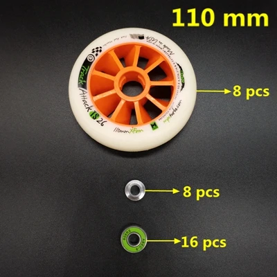 Скоростные коньки колеса 100 мм 110 мм 8 шт./лот - Цвет: orange 110 mm 8pcs
