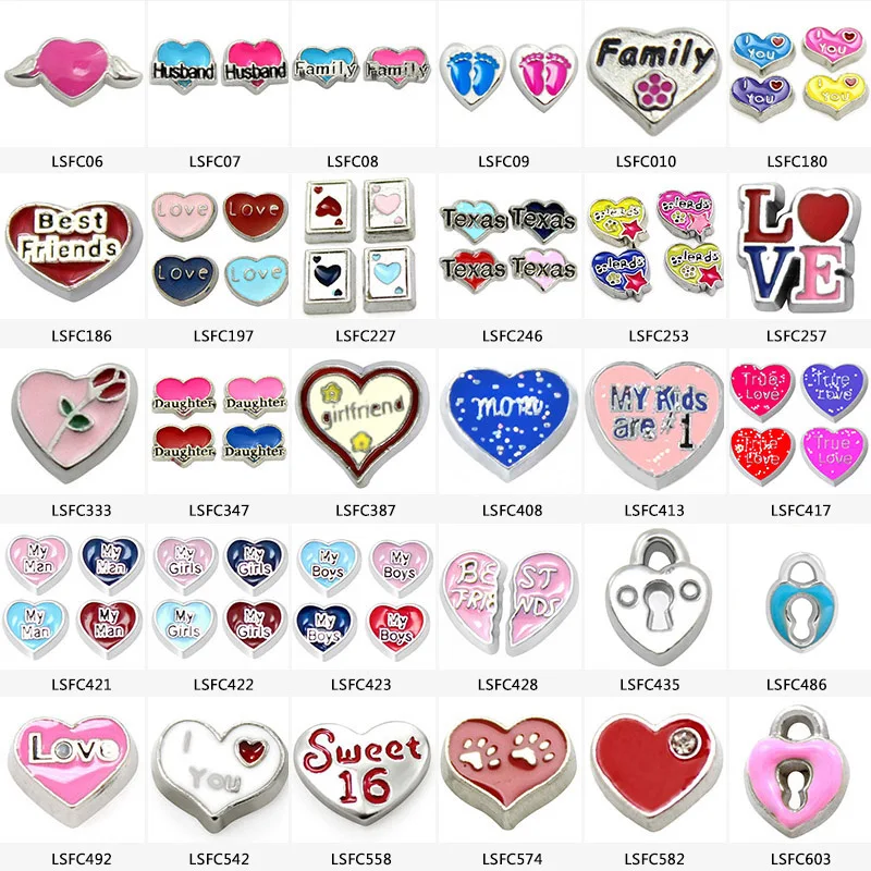10 шт.! Любовь Сердце Плавающие Подвески цинковый сплав подходят плавающие