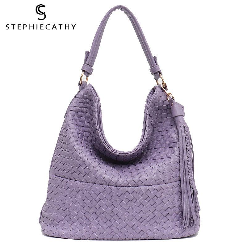 Женская сумка через плечо SC большая плетеная ручной работы из искусственной