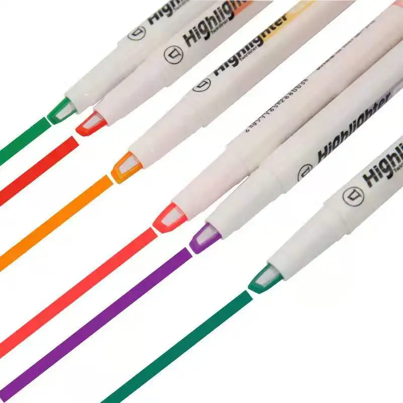 

6 Color Double-Headed Highlighters Creative Marker Pens Oblique Round Two NIB Marker Pen For School Students Stationery
