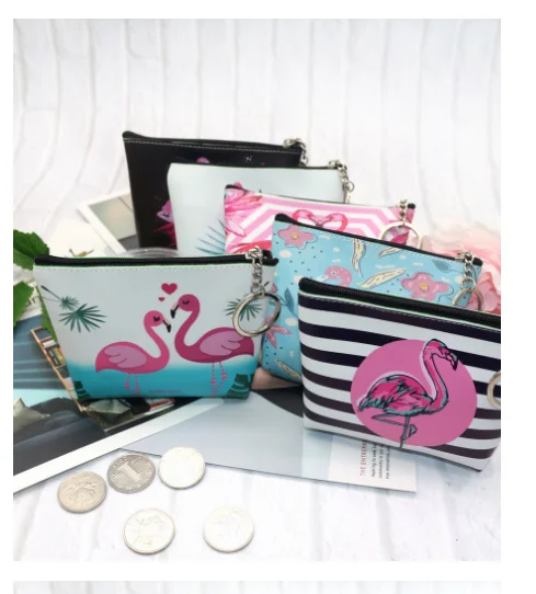 12pcs/lot! Sweet Flamingo Coin Purses Women Small Wallet Ladies Change Purse Girl Mini Coin Purses