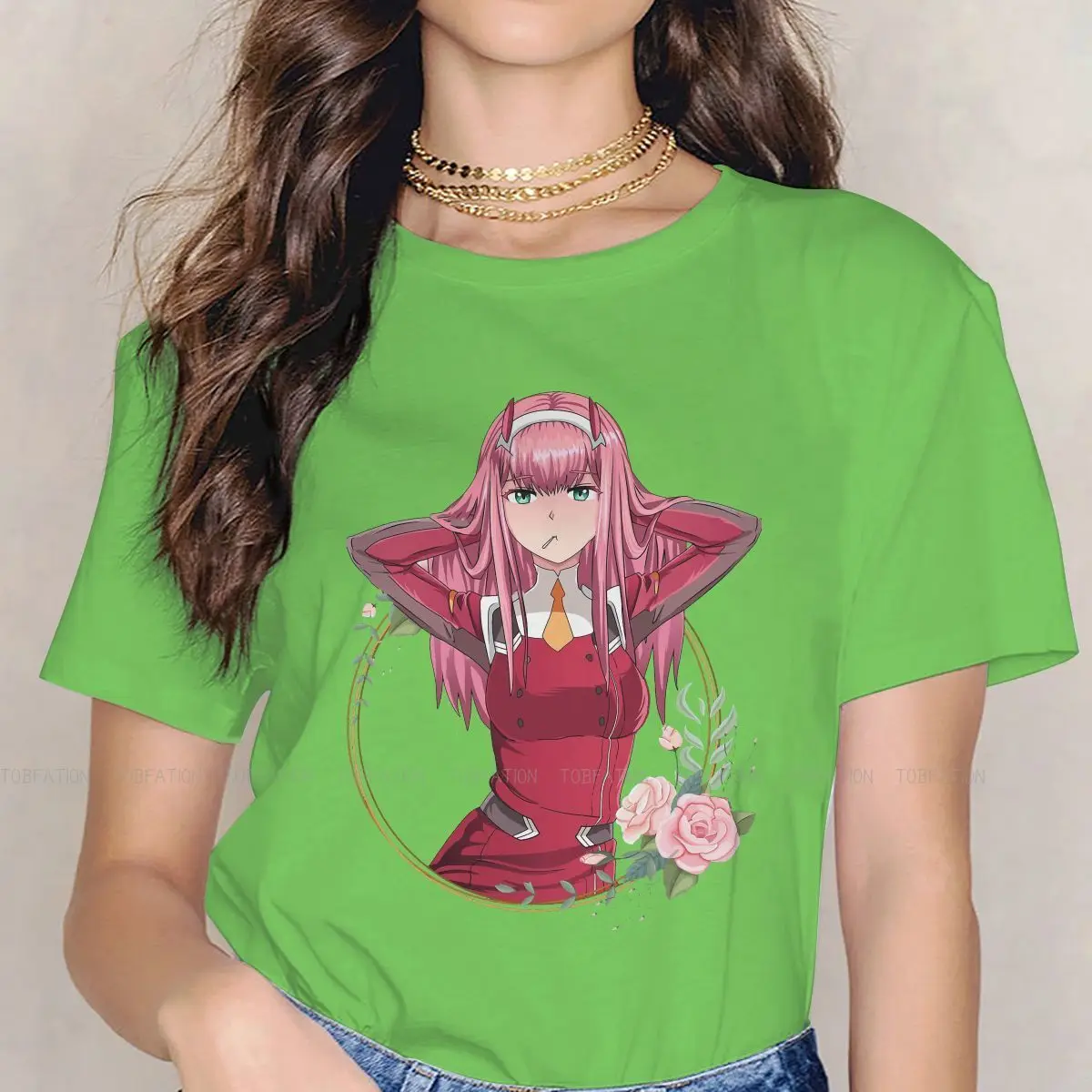 Zero Two Cool O Neck TShirt DARLING In The FRANXX Robot Anime Fabric Original T Shirt Woman Individuality 4XL Big Sale