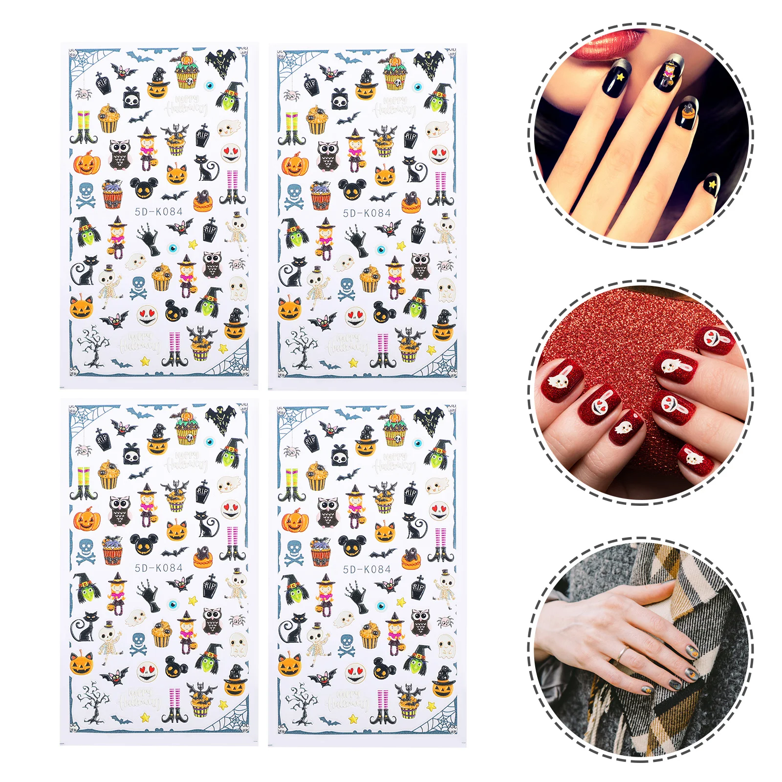 

4 листа наклеек для ногтей переводки для ногтей Декор сувениры Вечерние