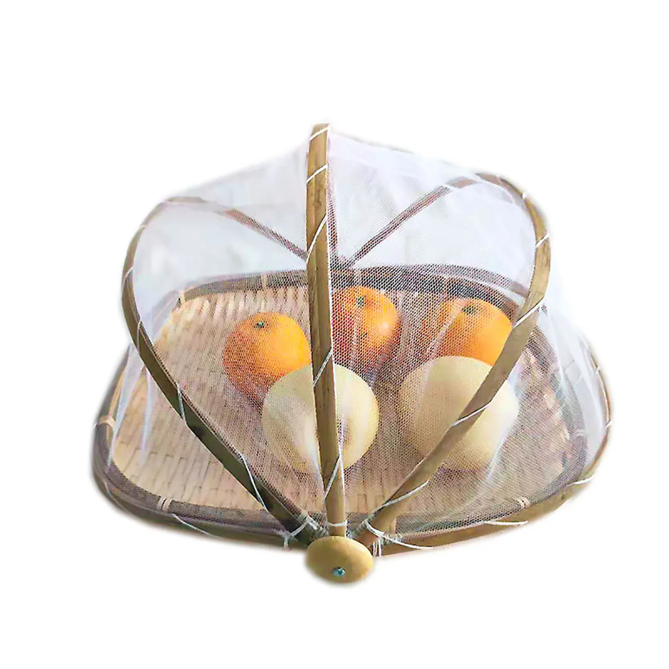 

Tent Basket Hand Woven Dustpan Fruit Dustproof Cover Picnic Rectangular Bamboo Serving Food Mesh Net Tent