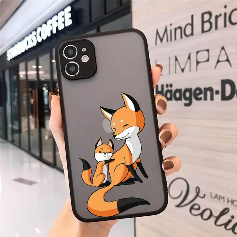 

Phone Case For iPhone 12 11 Mini Pro XR XS Max 7 8 Plus X cartoon fox Matte transparent cover