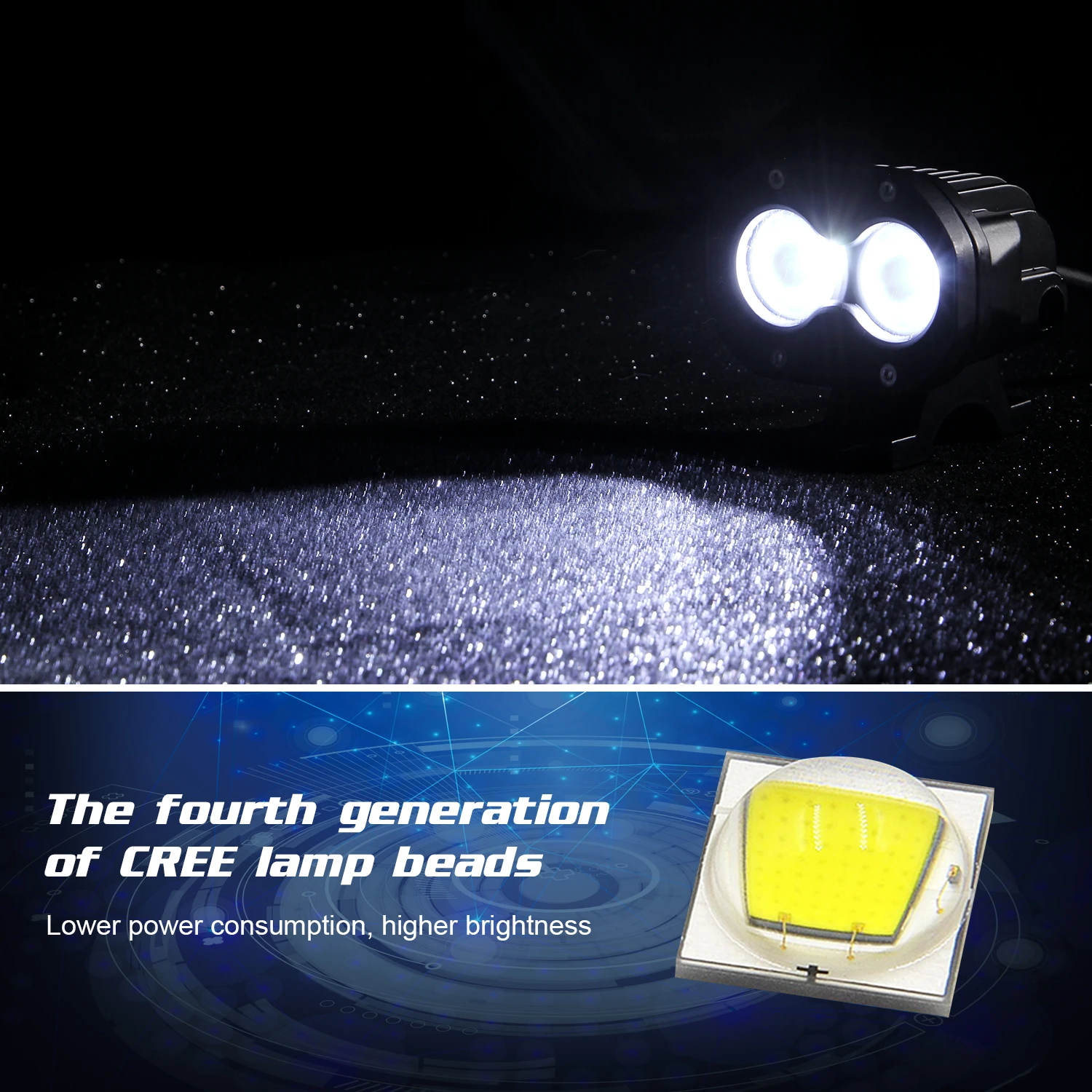 

2pcs Motorcycle Led Light Spotlight Auxiliary Headlight 6000K Super Bright Working Spot Light Motorbike Fog Lamp 60W LED Scooter