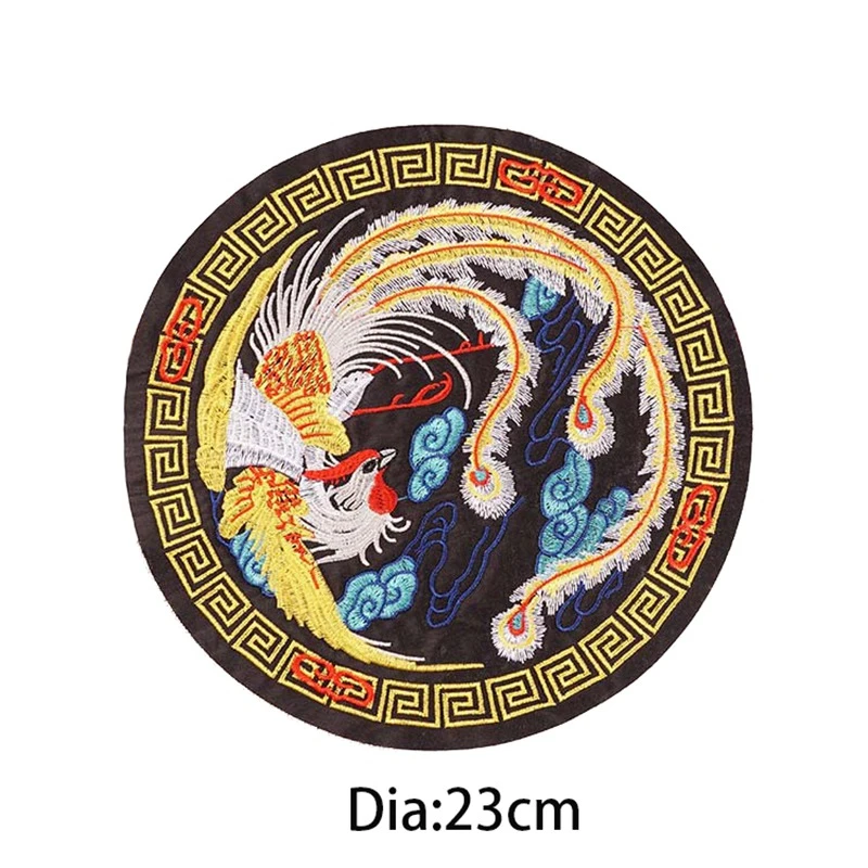 Китайский стиль феникс бабочка вышитые патчи пришить круглый цветок аппликации