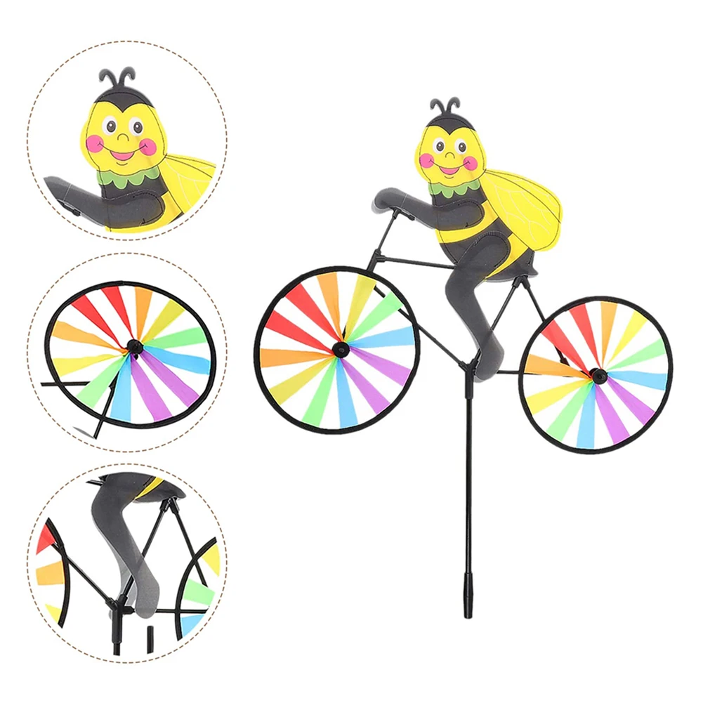 

Garden Windmill Bee Animal On Bike Windmill Cute 3D Bee Wind Spinners Stakes Whirligig Garden Lawn Ornaments Kids Outdoor Toys