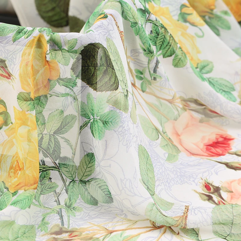 

Digital printing 12 m real silk georgette dress silk scarf blouse fabric