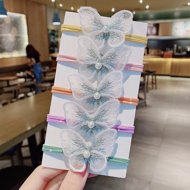 Милая Кружевная эластичная резинка в виде бабочки милая сказочная для волос