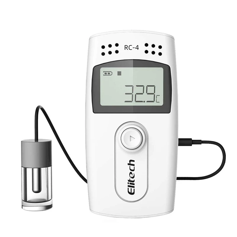 

RC-4 Temperature Data Logger Recorder with with Glycol Bottle Temperature Sensor, Audio Alarm, MAX/MIN Display