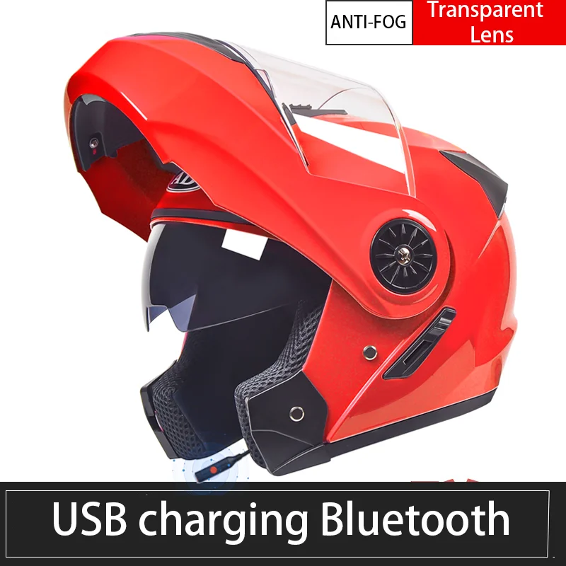 Motorcycle Bluetooth Helmet Dual Visor Full Face Modular Flip Up Crash Helmet Motocross Street Bike Racing Cycling Helmet enlarge