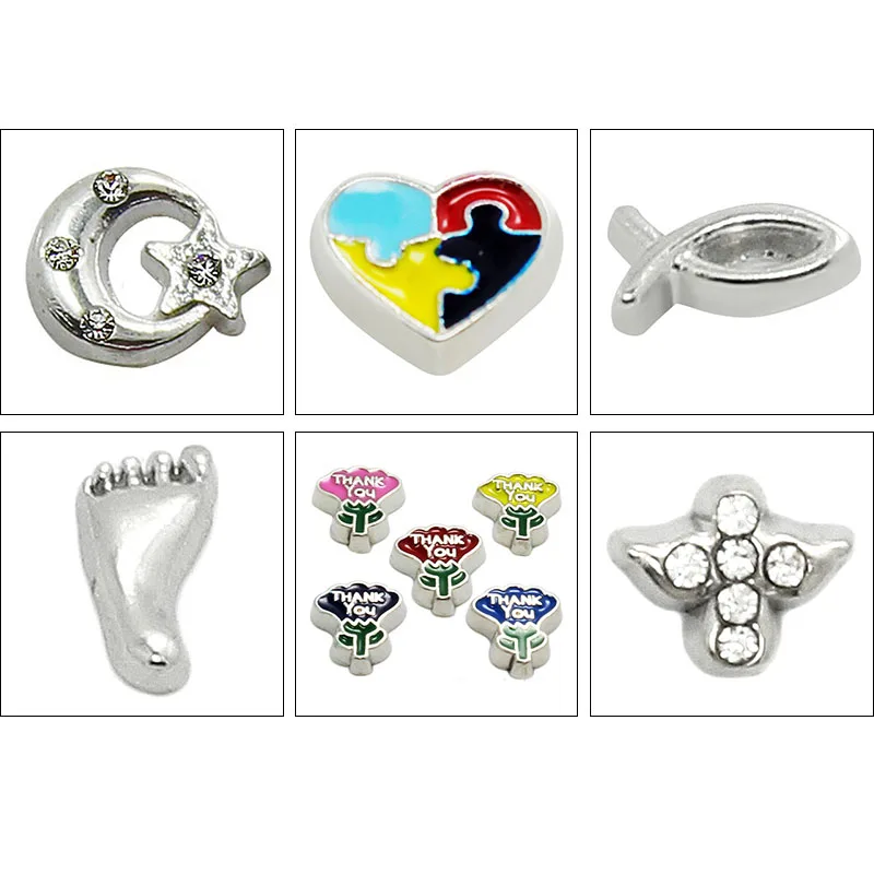 10 шт.! Оптовая продажа Разные стили Floating Charms подходит движущиеся медальоны и