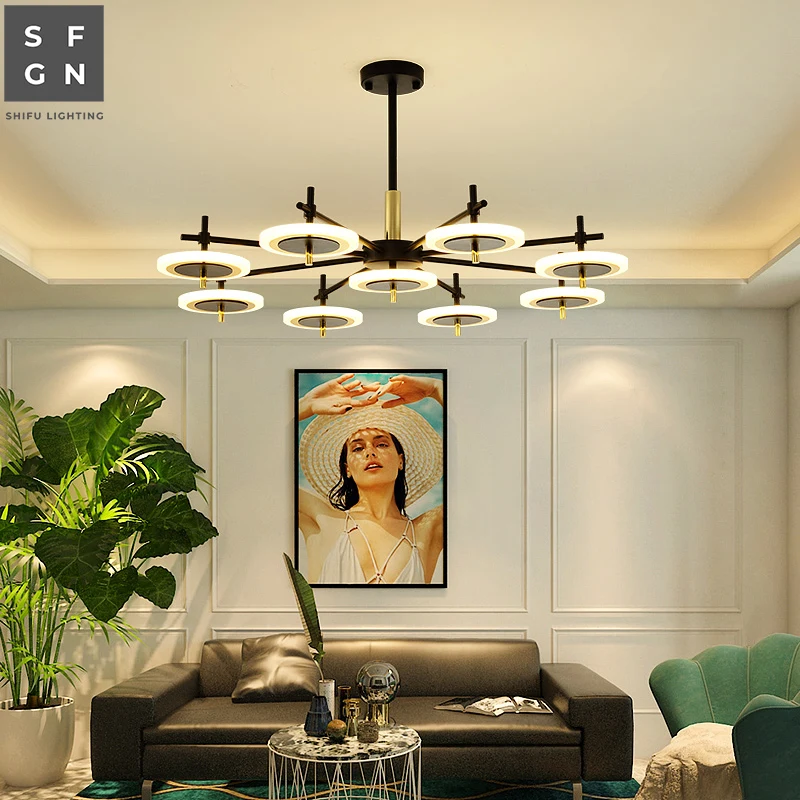 Современный люстра освещения светодиодные люстры потолочные светильники скандинавского стиля железные светильники для гостиной, столовой, спальни дома.