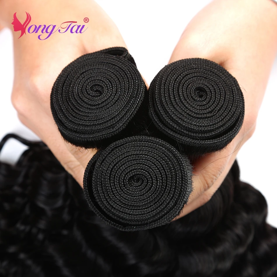 YuYongtai Remy бразильпряди волос с застежкой волнистые пряди 3 4x4 кружевная застежка