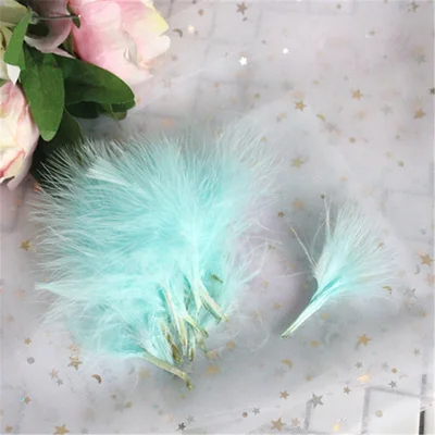 light blue green 50p 4-7 дюймов 10-16 см перья индейки Марабу пышное свадебное платье DIY ювелирные украшения декоративные аксессуары перья 50 шт - Цвет: light blue green 50p
