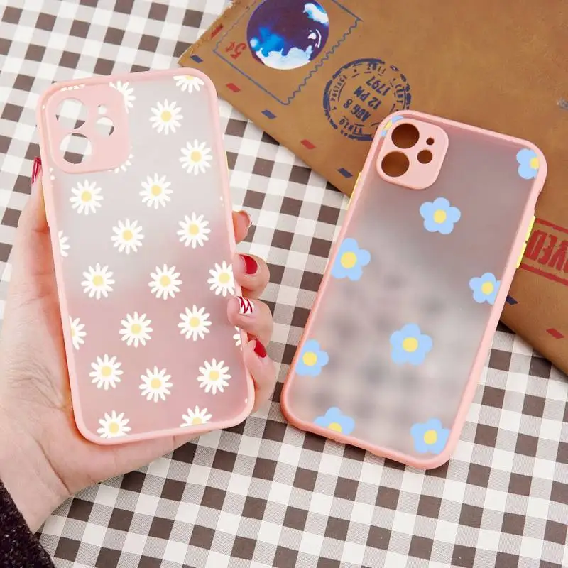 

Daisy Flower Cartoon art Painting Phone Case matte transparent For iphone 7 8 11 12 13 plus mini x xs xr pro max cover