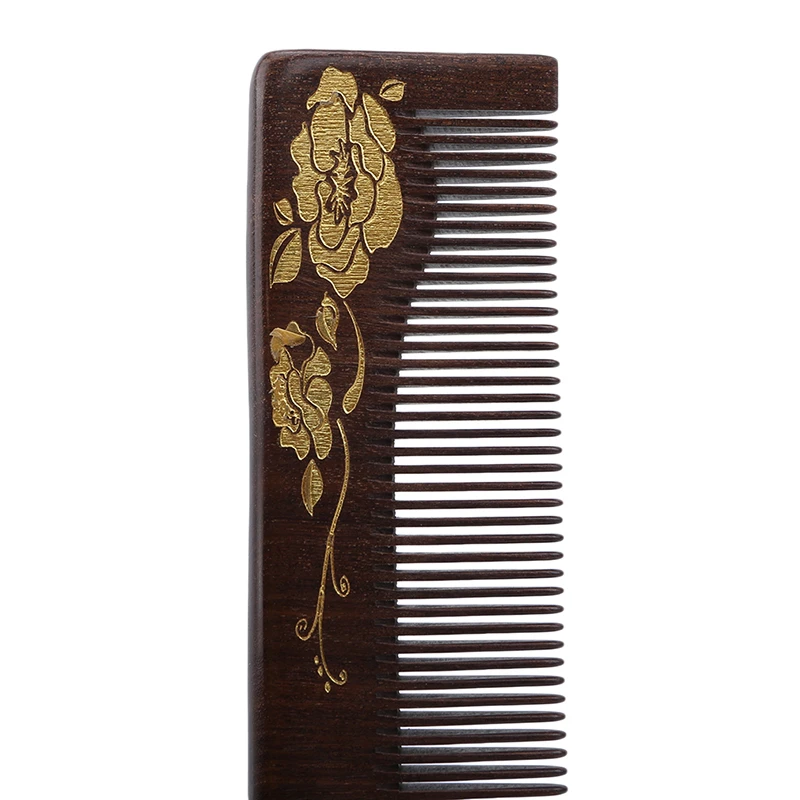 Двухсторонняя деревянная расческа в винтажном стиле из черного дерева ручная