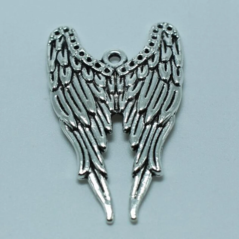 Vintage Silver Big Double Angel Wing Pendant Archangel Charms For Bracelet Necklace Jewelry Making Friendship Accessories | Украшения и